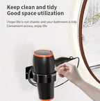 Hair Dryer Wall Mounted Holder,Stainless Steel Blow Dryer Holder,Self-Adhesive Bathroom Hair Styler Tool Organizer Storage Rack