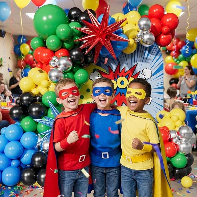 Red Blue Yellow Green Black Balloons Garland Arch Kit - Image 5