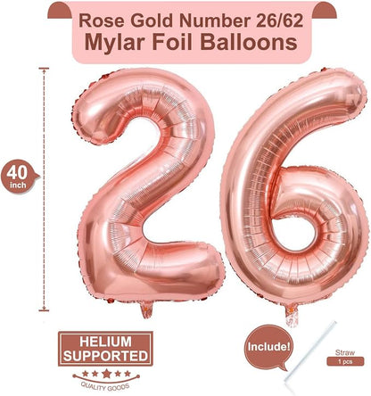 40 Inch Rose Gold 26 Number Balloons Giant Jumbo Huge 26 or 62 Foil Mylar - Image 2