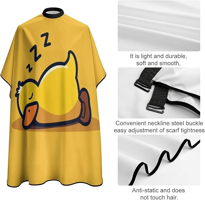 Men's Soft Hair Cutting Cape with Adjustable Closure Barber Cape Cute Lazy Duck Yellow