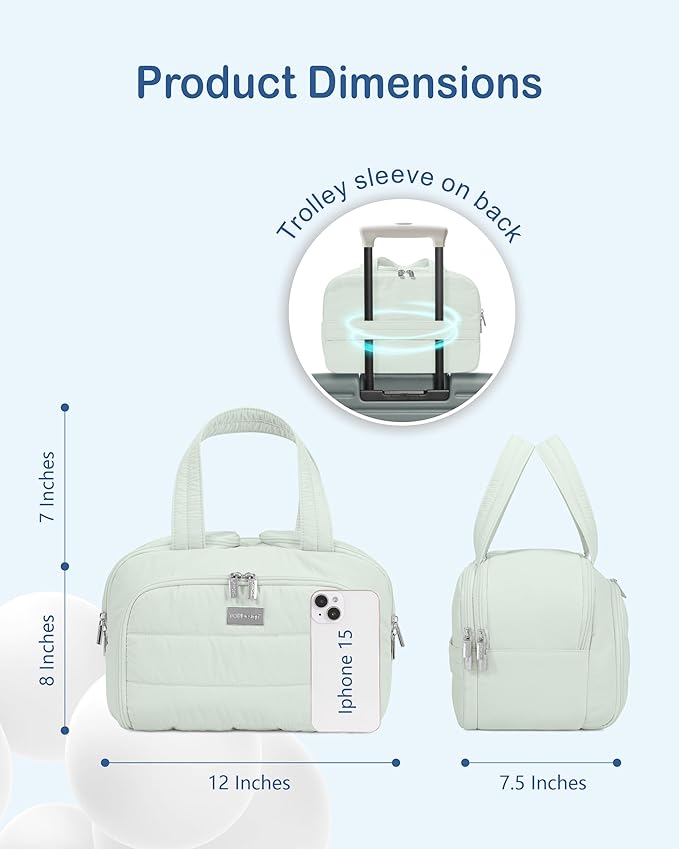 TOPDesign Travel Toiletry Bag for Women, Puffer Large Toiletry Bag, Lightweight Cosmetic Makeup Organizer with Handle for Traveling, Accessories, Essentials, Toiletries (Serene Blue)