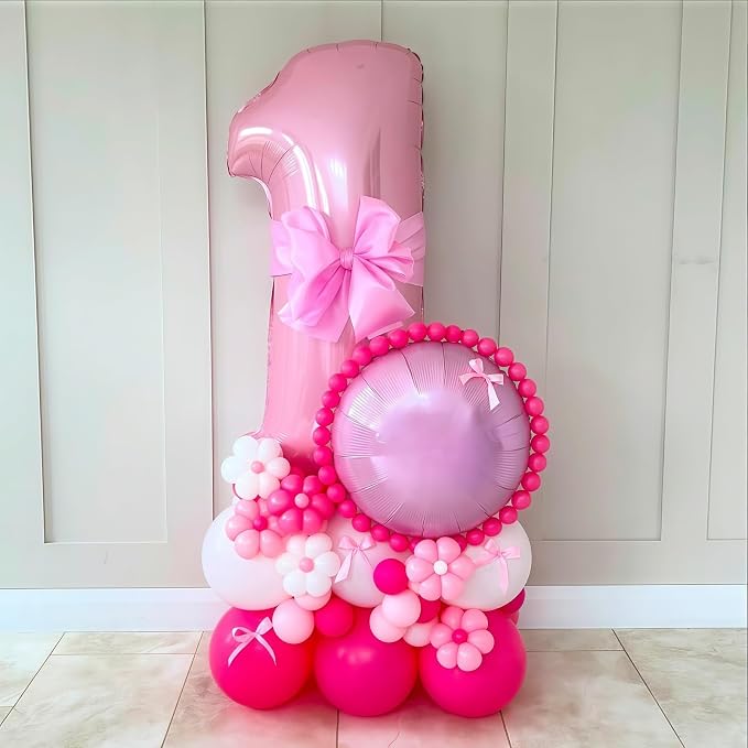 Pastel Pink 1 Balloon Number, 40 Inch Light Pink 1 Balloons Large Helium Foil - Image 3