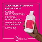 12 Benefits Treatment Shampoo – Hydrating Scalp Treatment, Gentle, Effective Cleanse, Sulfate-Free Shampoo for Dry, Damaged, and Color-Treated Hair, 16 Fl Oz (480 ML)