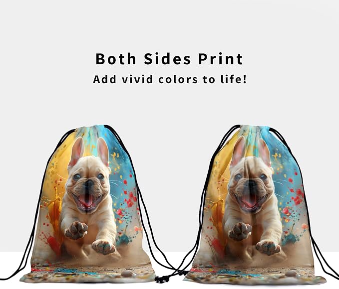 French Bulldogs Drawstring Grip Gym Bag - Image 3