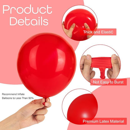 Ouddy Party 129Pcs Red Balloons Different Sizes 18 12 10 5 Inch, Latex Balloon - Image 3