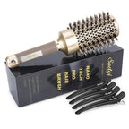 Sndyi Large Round Brush for Blow Out, 2.1 Inch Nano Thermal Ceramic Ionic Round Hair Brush with Boar Bristles, Boost Shine and Volume, Quick Blow Drying and Styling, Best for Long Thick Hair