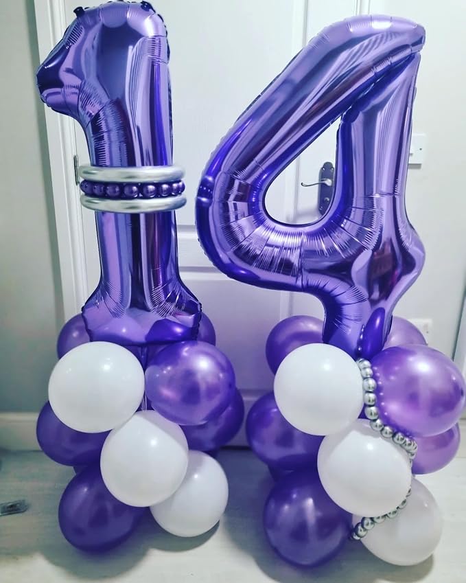 Number 27 Purple Balloons 40 Inch Giant Purple Foil 27 Helium Balloons - Image 4