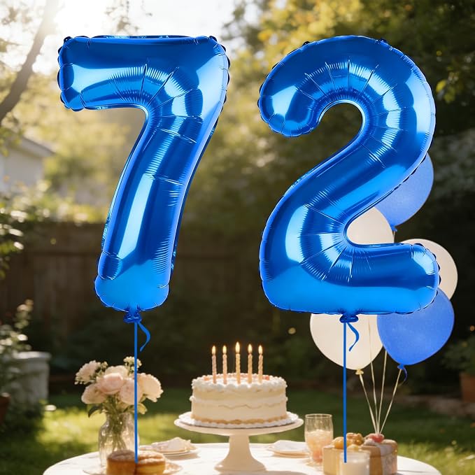 40 Inch Number 72 Balloons for 72nd Birthday Party Decorations, 0-100 Dark Blue - Image 3