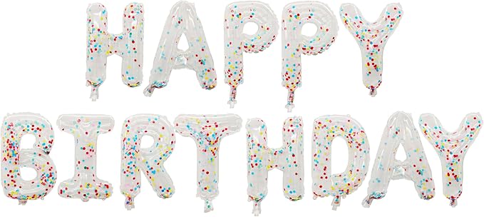 Happy Birthday Letter balloon banner, 16-inch Happy Birthday | clear sequined by Exquisitehighqualitypartydecorationstomeetyoureveryneed%EF%BC%81