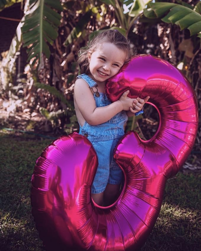 Rosy Purple Number 3 Balloon 40 inch, 3rd Birthday Party Balloons Decoration | - Image 5