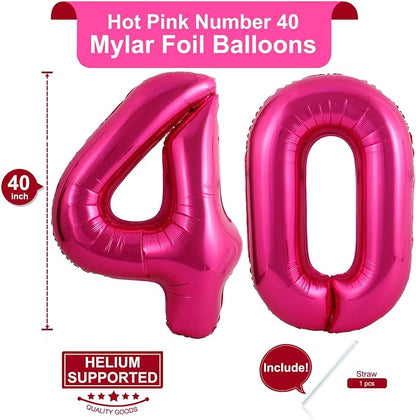 40 Inch Hot Pink 40 Number Balloons Giant Jumbo Huge 40 Foil Mylar Helium - Image 2