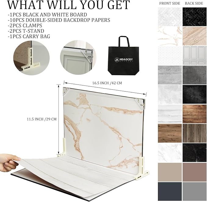16 x 11.5 in Product Photography Backdrops, 10 Sheets, 20 Patterns | Compact - Image 6