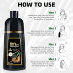 Black Hair Dye Shampoo 3 in 1 for Gray Coverag Color Shampoo for Women/Men Instant Herbal Semi Permanent champu para canas