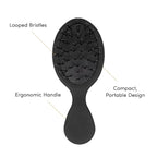 The Hair Shop Mini Black Loop Brush - Salon Professional Grade with Matted Black & Ergonomic Travel Size Design- Small & Safe Detangler Tool for 100% Remy Human and Synthetic Hair Extensions and Wigs