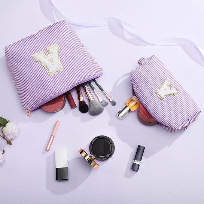 YOOLIFE Bridesmaid Gifts for Women - Cute Purple Makeup Bag for Women Friends | Make Up Cosmetic Travel Toiletry Bag for Bride Maid Matron of Honor Bridal Shower Personalized Bachelorette Gift B
