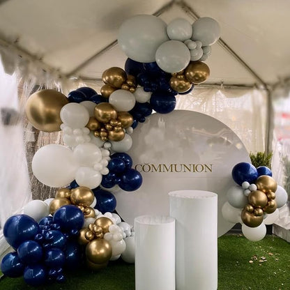 Blue and Gold Balloons Arch Garland Kit, Anniversary Party Decorations | 134pcs - Image 5