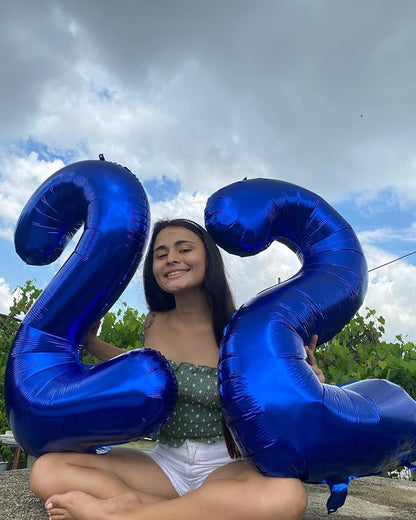 40 Inch Night Blue Number 7 Balloon, 7th Blue Birthday Party Decorations | 40 - Image 2