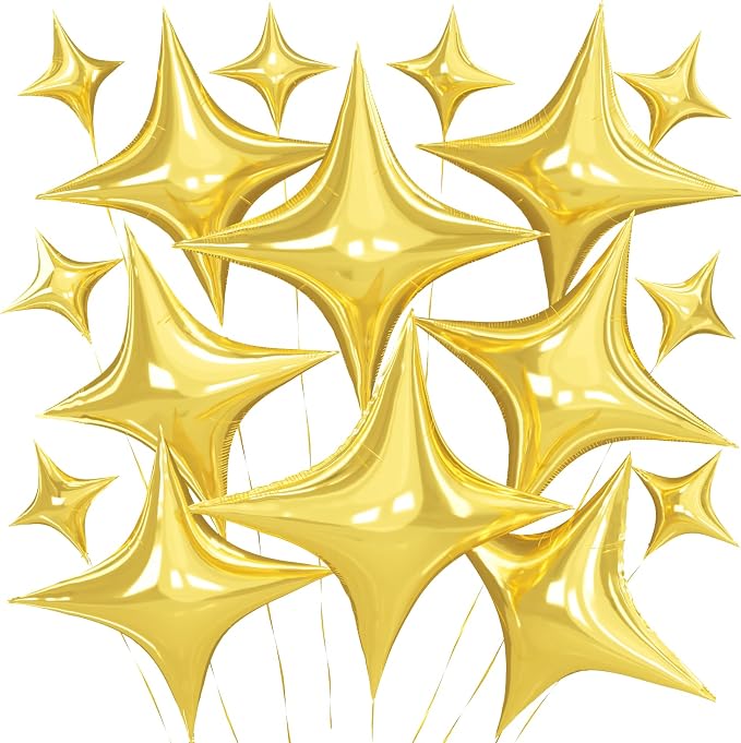 Gold Star Balloons, 26 Inch and 10 Inch Gold Stars Shaped Balloon by BIAPIAN