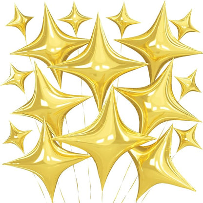 Gold Star Balloons, 26 Inch and 10 Inch Gold Stars Shaped Balloon by BIAPIAN