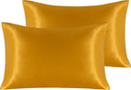 NTBAY 2 Pack Satin Standard Pillowcases for Hair and Skin, Luxurious and Silky Pillow Cases with Envelope Closure, 20x26 Inches, Golden Brown