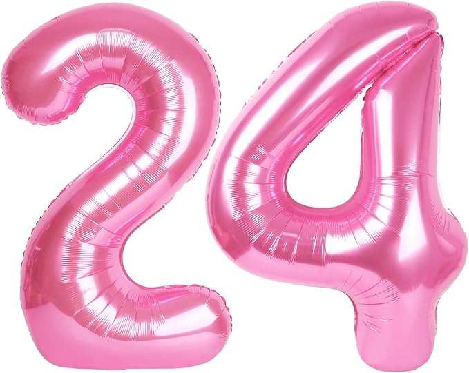 40 Inch Pink Large Number 24 42 Birthday Balloon, Giant Numbers 24 42 Balloons by Upgesy