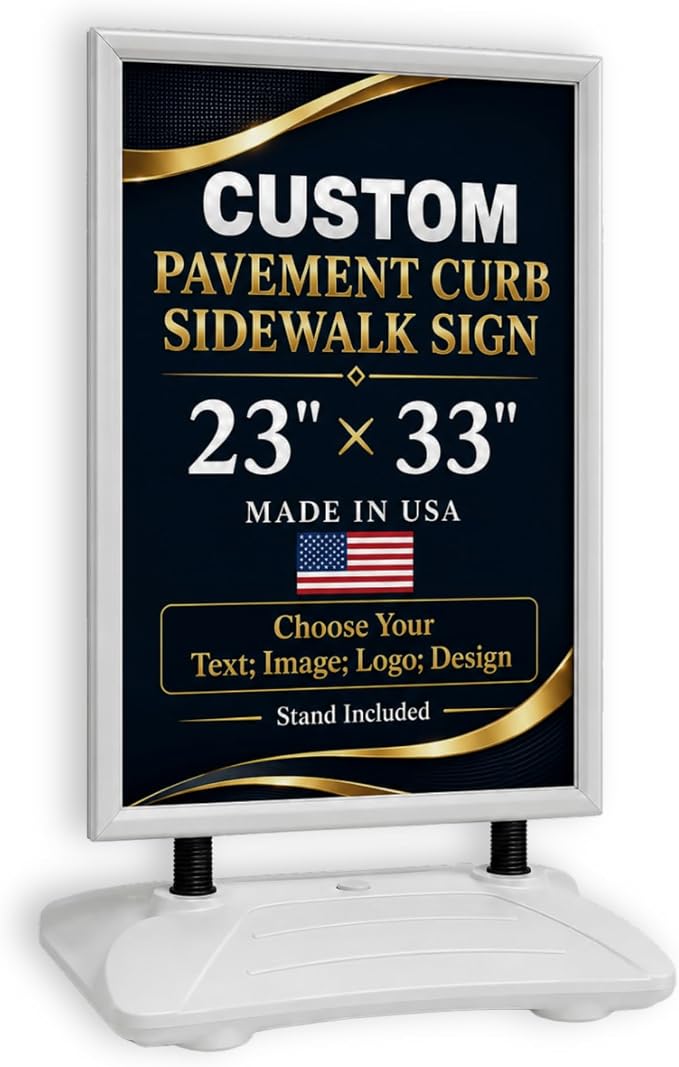 Custom Weighted Sidewalk Sign Display by BCB Print – 23x33 Outdoor Sign Holder by BCB