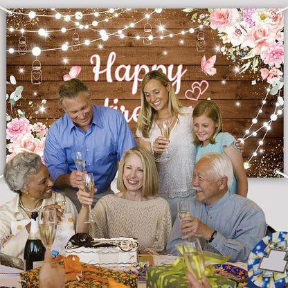 AIBIIN Pink Happy Retirement Backdrop Banner Decorations - Image 5
