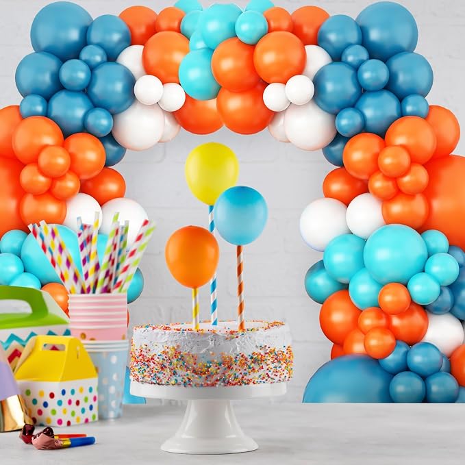 GRESATEK Orange-Blue-White Balloon Arch Garland Kit, Teal Blue Peacock White - Image 4
