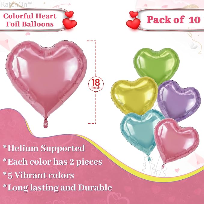 KatchOn Pastel Heart Balloons Set 18 Inch, Pride Decorations, Pride Month - Image 2