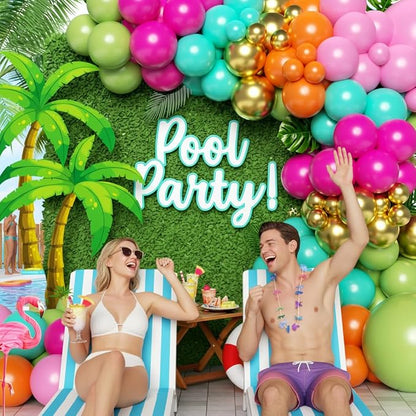 Flamingo Tropical Luau Balloons Arch Kit 162Pcs, Olive Green Hot Pink Orange - Image 4
