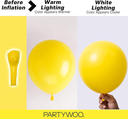 PartyWoo Yellow Balloons 128pcs Different Sizes of 18 12 10 5 Inch Matte Yellow - Image 3