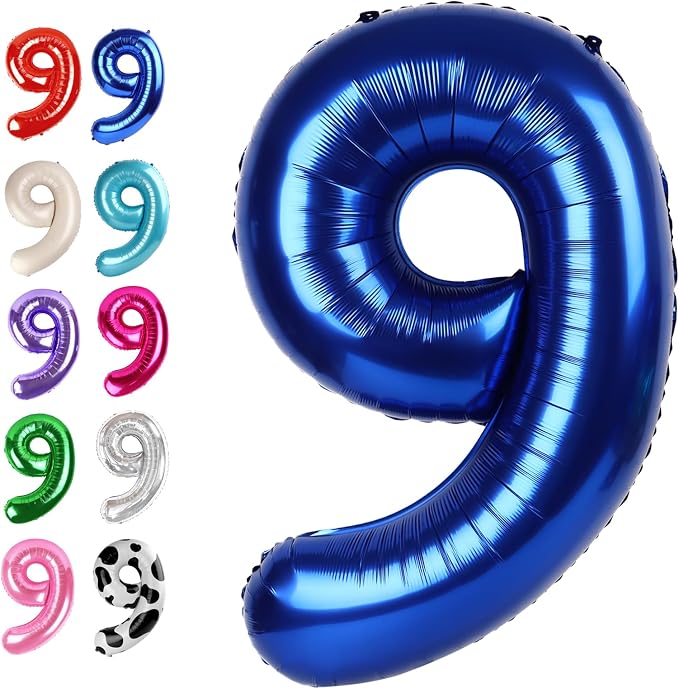 Night Blue Number 9 Balloon 40 inch, 9th Birthday Party Balloons Decorations | by Upgesy