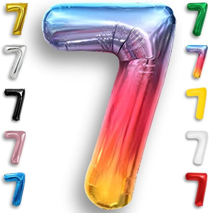 Rainbow Number Balloons 7 Mylar Foil 40 Inch by Unknown