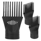 3pcs Hair Dryer Concentrator Attachment - Salon Plastic Blow Dryer Comb Nozzle Replacement - Black Hair Styling Blower Comb Nozzle