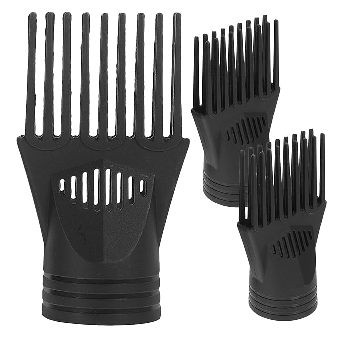 3pcs Hair Dryer Concentrator Attachment - Salon Plastic Blow Dryer Comb Nozzle Replacement - Black Hair Styling Blower Comb Nozzle