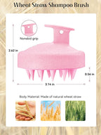 HEETA Scalp Massager Hair Growth, Soft Silicone Scalp Scrubber Shampoo Brush for Exfoliation, Dandruff Removal & Head Massage Stress Relax, Wet & Dry Use for Thick, Thin Hair Care, Wheat Straw Pink