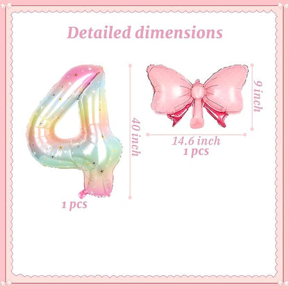 Number 4 40 Inch Rainbow Star Gradient Giant Number Balloon & Mini Bow Balloon - Image 2