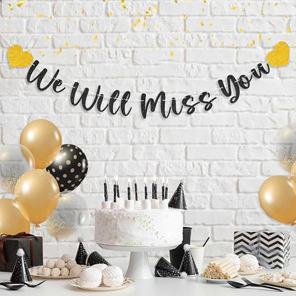 Glitter Black We Will Miss You Banner Goodbye Retirement Party Banner - Image 4