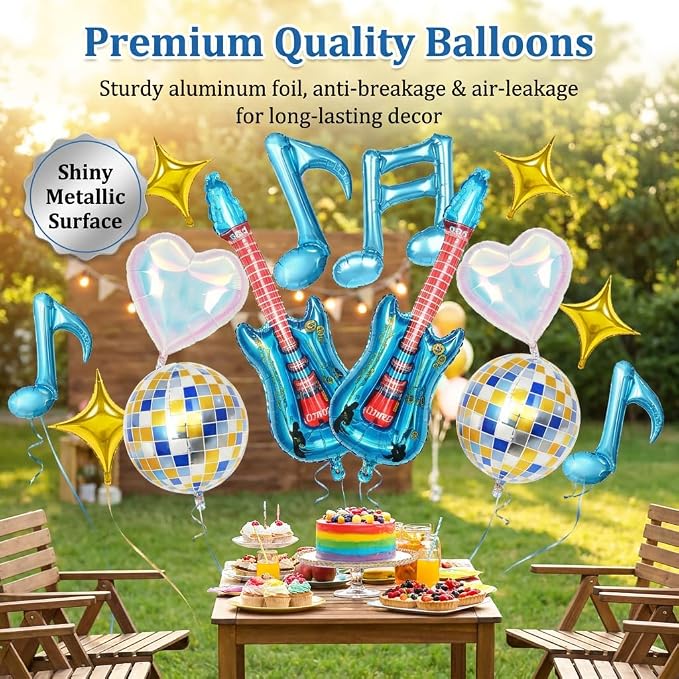 Music Party Decorations, Iridescent Disco Ball Guitar Four-Point Star Foil - Image 4