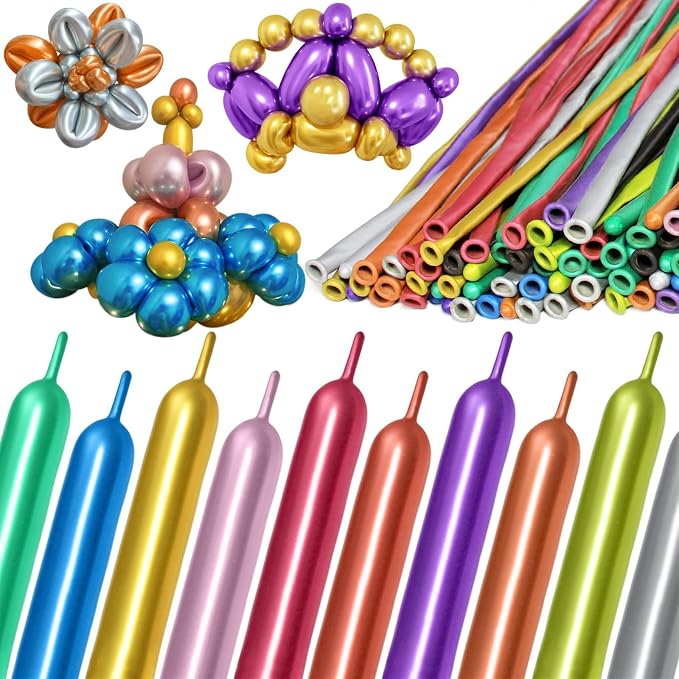 260 Metallic Multi Long Balloons by Kawkalsh