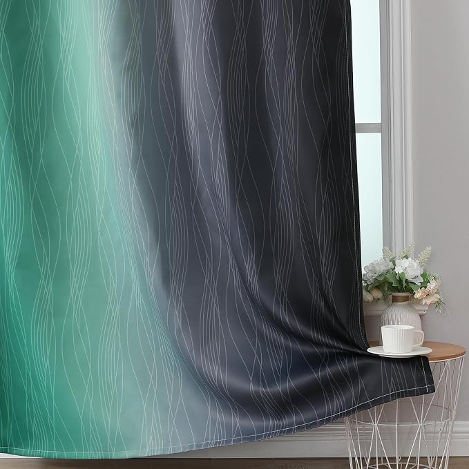 Green & Black Ombre Blackout Curtains 96 Inch Length 2 Panels, Light Blocking - Image 6