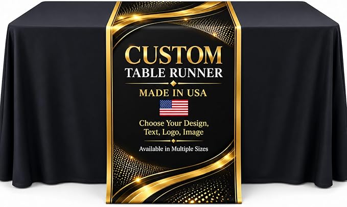 Custom Table Runners with logo by BCB Trade Show Display Printed in USA | 72 by BCB