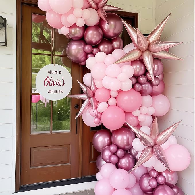 Pink Balloons Set, 12 Inch Pastel Baby Light Metallic Hot Pink Confetti Latex - Image 2