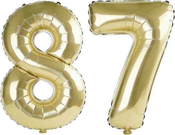 40 Inch Number 87 Balloons for 87th Birthday Party Decorations, 0-100 Champagne by FOBELEC