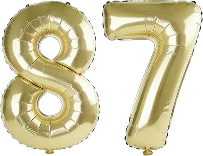 40 Inch Number 87 Balloons for 87th Birthday Party Decorations, 0-100 Champagne by FOBELEC