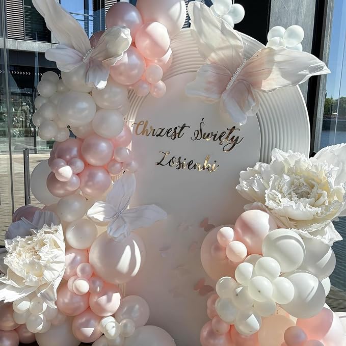 Pink Balloons 60 Pcs Light Baby Pearl Pink and White Latex Party Balloon - Image 4