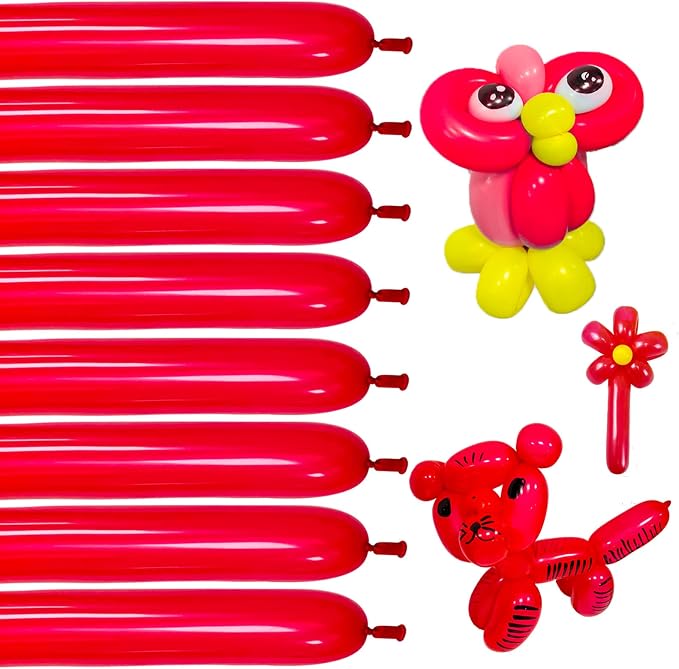 100pcs Red 260 balloons, Thickening Latex Long Twisting Balloons by KUULBELAballoons