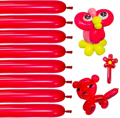 100pcs Red 260 balloons, Thickening Latex Long Twisting Balloons by KUULBELAballoons