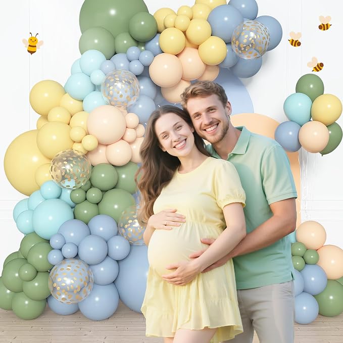 Amandir 153pcs Blue and Yellow Sage Green Balloon Arch Kit Different Sizes | 18 - Image 6