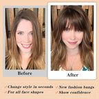 NAYOO Bangs Hair Clip in Bangs 100% Real Human Hair Extensions French Bangs Clip on Air Bangs for Women Hairpieces Curved Bangs (Blonde)